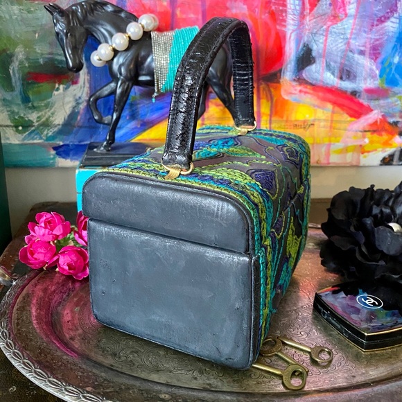 RARE Gorgeous 1950’s Embroidery Box Purse Luxury Handbag Fashion Statement Bag - Picture 6 of 9
